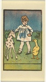 Artist: b'Allport, C.L.' | Title: b'Boy with animals.' | Date: c.1928 | Technique: b'linocut, printed in colour, from multiple blocks'