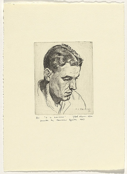 Artist: b'Kilgour, J. Noel.' | Title: b'H.L. Davidson' | Date: 1934 | Technique: b'etching, printed in black ink, from one  plate'