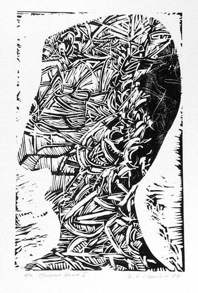 Artist: b'Chambers, Douglas.' | Title: b'Mangrove head I.' | Date: 1984 | Technique: b'linocut, printed in black ink, from one block'