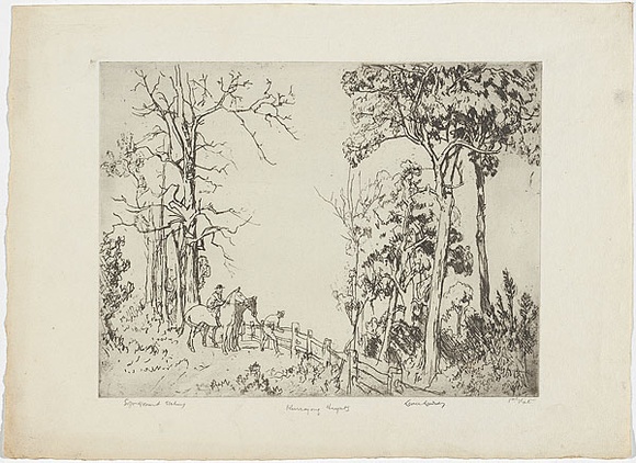 Artist: b'LINDSAY, Lionel' | Title: b'On the Kurrajong' | Date: 1932 | Technique: b'softground etching, printed in black ink, from one plate' | Copyright: b'Courtesy of the National Library of Australia'