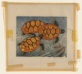 Title: b'not titled [three turtles]' | Technique: b'linocut, printed in colour, from multiple blocks'