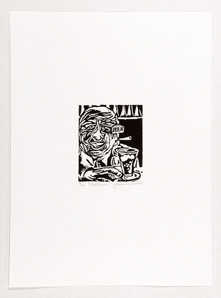 Artist: b'Wild, Joanne.' | Title: b'Publican.' | Date: 1988 | Technique: b'linocut, printed in black ink, from one block'