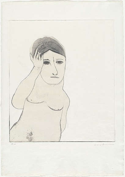 Artist: b'BALDESSIN, George' | Title: b'Performer (white personage).' | Date: 1968 | Technique: b'colour etching and aquatint'