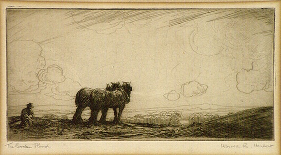 Artist: b'Herbert, Harold.' | Title: b'The broken plough' | Date: c.1923 | Technique: b'etching, printed in warm black ink with plate-tone, from one plate'