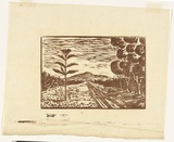 Artist: b'Hirschfeld Mack, Ludwig.' | Title: b'(Road to the You Yangs).' | Date: c.1943 | Technique: b'woodcut, printed in colour, from multiple blocks'