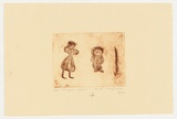 Artist: b'Nampitjinpa, Kawai.' | Title: b'Minyma + pipirri' | Date: 2004 | Technique: b'drypoint etching, printed in brown ink, from one perspex plate'