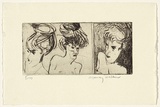 Artist: WALKER, Murray | Title: (Three female heads) | Technique: etching, printed in black ink, from one plate