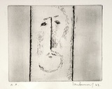 Artist: b'Burn, Ian.' | Title: b'(Face with lines).' | Date: 1963 | Technique: b'etching, printed in black ink with plate-tone, from one plate'