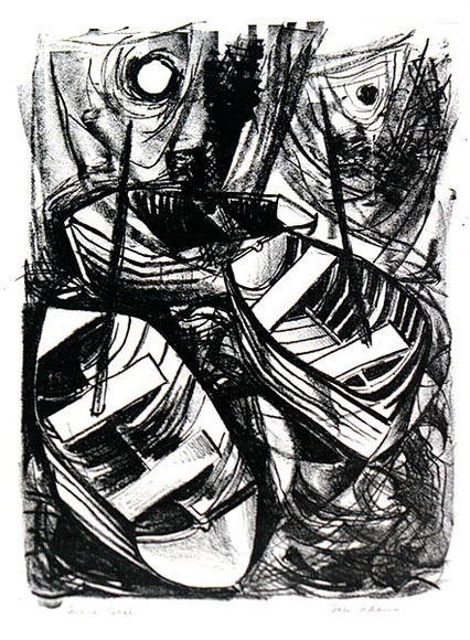 Artist: b'Adams, Tate.' | Title: b'Fishing Boats.' | Date: c.1954 | Technique: b'lithograph, printed in black ink, from one zinc plate'