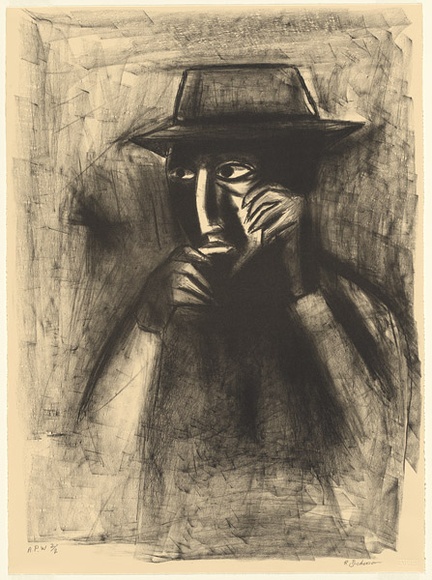 Artist: b'Dickerson, Robert.' | Title: b'Man in a hat.' | Date: 2000, July | Technique: b'lithograph, printed in black ink, from one stone [or plate]'