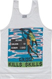 Artist: b'McMahon, Marie.' | Title: b'T-shirt: Grog kills skills.' | Date: 1987 | Technique: b'screenprint, printed in colour, from four stencils'