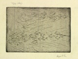 Artist: b'Allen, Joyce.' | Title: b'(School of fish).' | Date: (1960-62) | Technique: b'etching and aquatint, printed in black ink with plate-tone, from one  plate'