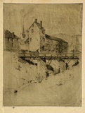 Artist: b'Bull, Norma C.' | Title: b'The old mill Hobart.' | Date: 1938 | Technique: b'etching and aquatint, printed in black ink, from one plate'