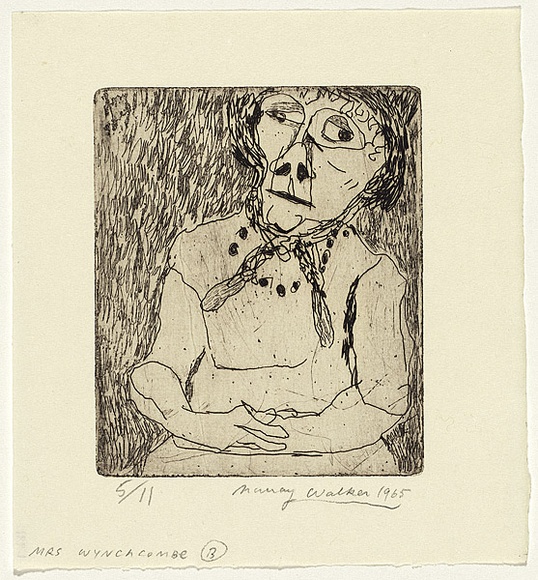 Artist: b'WALKER, Murray' | Title: b'Mrs Wynchcombe (b)' | Date: 1965 | Technique: b'etching, printed in black ink, from one plate'