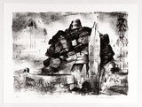 Artist: b'KING, Grahame' | Title: bPioneer's grave, Northern Territory. | Date: 1988 | Technique: b'lithograph, printed in black ink, from one stone [or plate]'