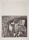 Artist: Haxton, Elaine | Title: Greeting card: (The nativity) | Date: c.1966 | Technique: woodcut