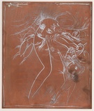 Artist: BOYD, Arthur | Title: Plate 2: Broken nude and flying figure. | Date: (1962-63) | Technique: etched plate | Copyright: This work appears on screen courtesy of Bundanon Trust