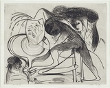 Artist: BOYD, Arthur | Title: Potter, potter's wheel and smoking chimney. | Date: (1968-69) | Technique: etching, printed in black ink, from one plate | Copyright: Reproduced with permission of Bundanon Trust