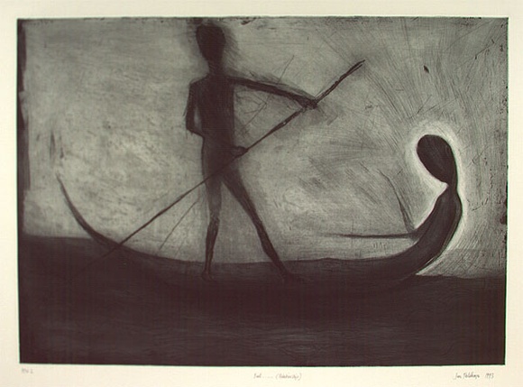 Artist: b'Palethorpe, Jan' | Title: b'Boat...... (relationship)' | Date: 1993 | Technique: b'etching and drypoint, printed in black ink, from one plate'