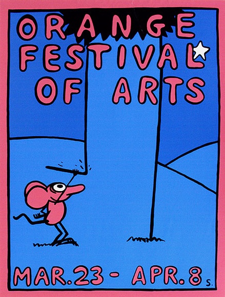 Artist: b'Sharp, Martin.' | Title: b'Orange Festival of Arts' | Date: (1985) | Technique: b'screenprint, printed in colour, from four stencils'