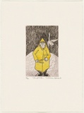 Artist: b'Robinson, William.' | Title: b'Goose feathers' | Date: 1991 | Technique: b'etching, printed in brown ink, from one plate; hand-coloured'