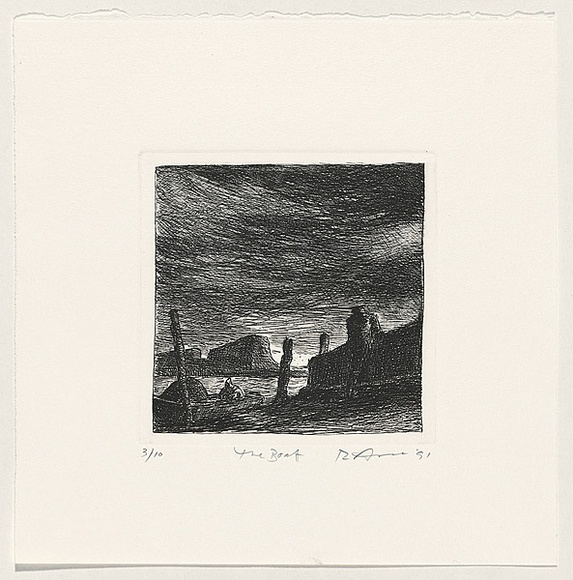 Artist: b'AMOR, Rick' | Title: b'The boat.' | Date: 1991 | Technique: b'etching, printed in black ink, from one plate'