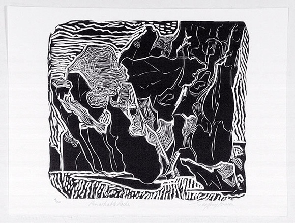 Artist: b'Brown, Geoffrey' | Title: b'Remarkable rocks.' | Date: 1988 | Technique: b'linocut, printed in black ink, from one block'