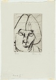 Artist: MADDOCK, Bea | Title: Head III | Date: 1964 | Technique: drypoint, printed in black ink with plate-tone, from one copper plate