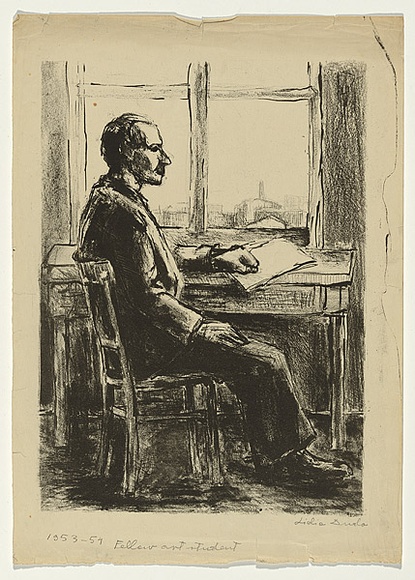 Artist: b'Groblicka, Lidia.' | Title: b'Fellow art student' | Date: 1953-54 | Technique: b'lithograph, printed in black ink, from one stone'