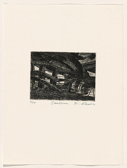 Artist: b'AMOR, Rick' | Title: b'Structure.' | Date: 1991 | Technique: b'etching, printed in black ink with plate-tone, from one plate'