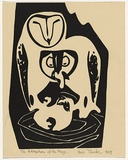 Artist: b'Thake, Eric.' | Title: b'Greeting card: Christmas (The Adoration of the Magi)' | Date: 1949 | Technique: b'linocut, printed in black ink, from one block'