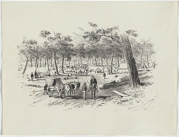 Artist: b'GILL, S.T.' | Title: b'Approach to Eagle-Hawk Gully from road to Bendigo.' | Date: 1852 | Technique: b'lithograph, printed in black ink, from one stone'