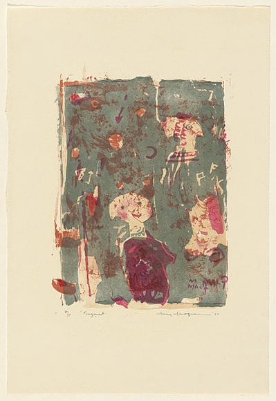 Artist: b'MACQUEEN, Mary' | Title: b'Fragment' | Date: 1970 | Technique: b'lithograph, printed in colour, from multiple plates' | Copyright: b'Courtesy Paulette Calhoun, for the estate of Mary Macqueen'