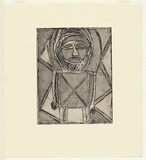 Artist: b'Maymuru, Narritjin.' | Title: b'Man' | Date: 1978 | Technique: b'etching (lithographic crayon resist), printed in black ink, from one zinc plate' | Copyright: b'\xc2\xa9 J\xc3\xb6rg Schmeisser'