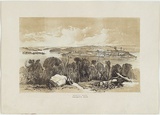 Artist: b'PROUT, John Skinner' | Title: b'Cockatoo Island, Parramatta River' | Date: 1842 | Technique: b'lithograph, printed in colour, from two stones (black and brown tint stone)'