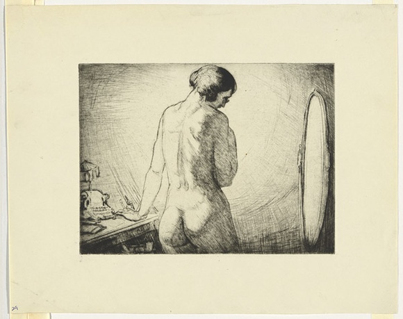 Artist: b'Dyson, Will.' | Title: b'Our younger novelists: Alas, is there nothing for me to take off..' | Date: c.1929 | Technique: b'drypoint, printed in black ink, from one plate'