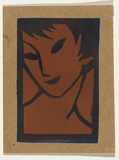 Artist: Bell, George.. | Title: (Girl's head). | Technique: linocut, printed in colour, from multiple blocks