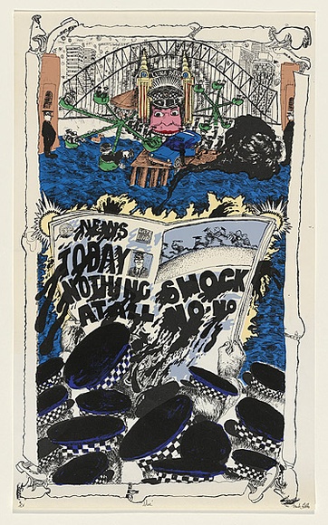 Artist: b'Littler, Frank' | Title: b'Police at play' | Date: 1974 | Technique: b'screenprint, printed in colour, from multiple stencils'