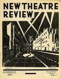 Title: New theatre review: June-July 1945 | Date: May 1945 | Technique: linocut, printed in black ink, from one block; letterpress text