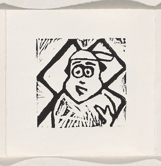 Title: b'I am [page 14]' | Date: 2000 | Technique: b'linocut, printed in black ink, from one block'