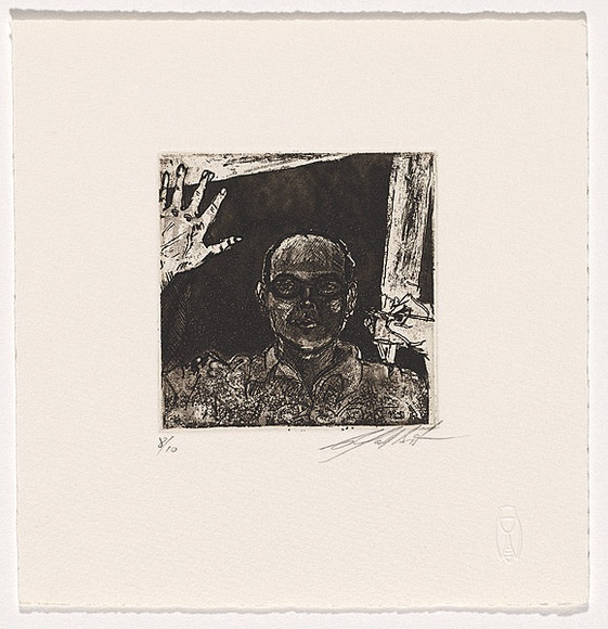 Artist: b'Butron, Rafael.' | Title: b'Self portrait' | Date: c.2003 | Technique: b'etching and aquatint, printed in black ink, from one plate'