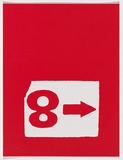 Artist: b'LEXIER, Micah' | Title: b'Untitled [Red with No. 8 and arrow]' | Date: 2005 | Technique: b'screenprint, printed in red ink, from one stencil'