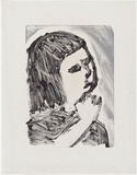 Artist: b'MADDOCK, Bea' | Title: b'(Mask face)' | Date: August 1967 | Technique: b'monotype, printed in black and grey oil-based ink, from one glass plate'