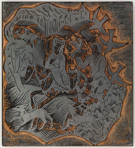 Artist: Rees, Ann Gillmore. | Title: The riders. | Date: 1930s | Technique: evgraved woodblock