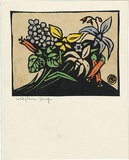 Artist: b'Reynell, Gladys' | Title: b'Wildflower design.' | Date: 1923-1933 | Technique: b'linocut, printed in black ink, from one block; hand-coloured' | Copyright: b'\xc2\xa9 The Estate of Gladys Reynell'