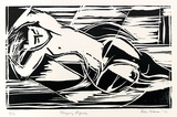 Artist: WARREN, Alan | Title: Sleeping figure | Date: 1977 | Technique: linocut, printed in black ink, from one block