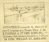 Artist: SHIRLOW, John | Title: Invitation to exhibition at Preece Galleries, Adelaide. | Date: 1921 | Technique: etching, printed in black ink, from one copper plate
