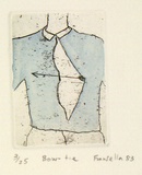 Artist: Fransella, Graham. | Title: Bow-tie. | Date: 1983 | Technique: etching, printed in black ink, from one plate; hand-coloured | Copyright: Courtesy of the artist