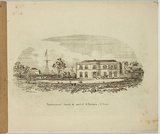 Artist: Nixon, F.R. | Title: Government House, part of North Terrace, East view. | Date: 1845 | Technique: etching, printed in black ink, from one plate