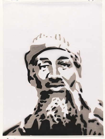 Artist: b'Dodd, James.' | Title: b'Osama.' | Date: 2003 | Technique: b'stencil, printed in colour, from two stencils'